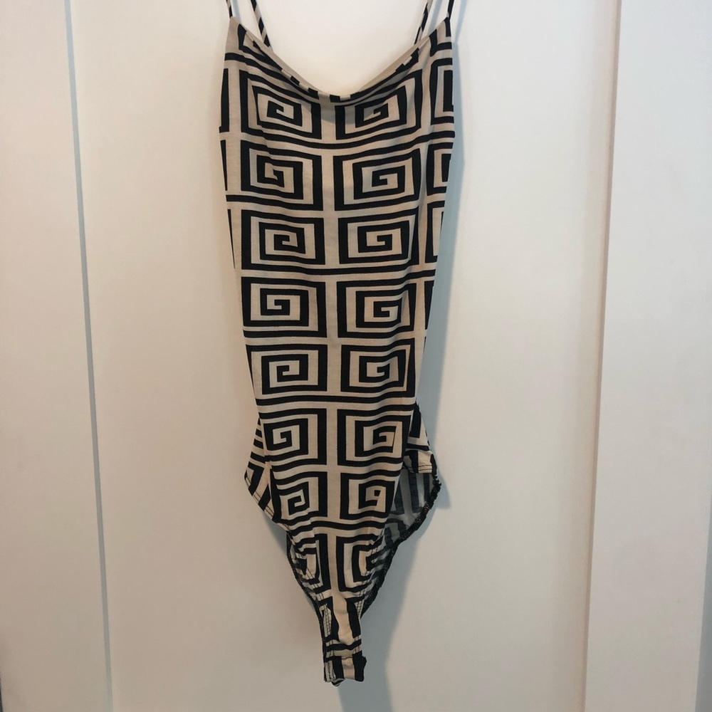 Black and cream tank top body suit